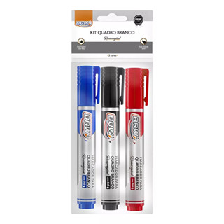 Kit Marcador Quadro Branco Brw Recarregável 3 Cores em Oferta na Shopee