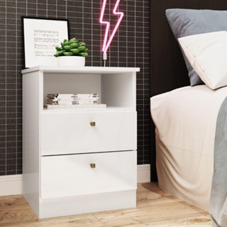 Mesa De Cabeceira Genialflex Irlanda 2 Gavetas Branco em Oferta na Shopee