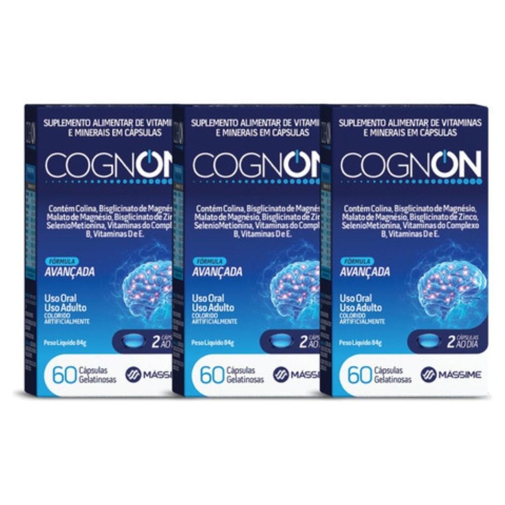 KIT 3X - Cognon 1000mg - Foco e Concentração - Massime