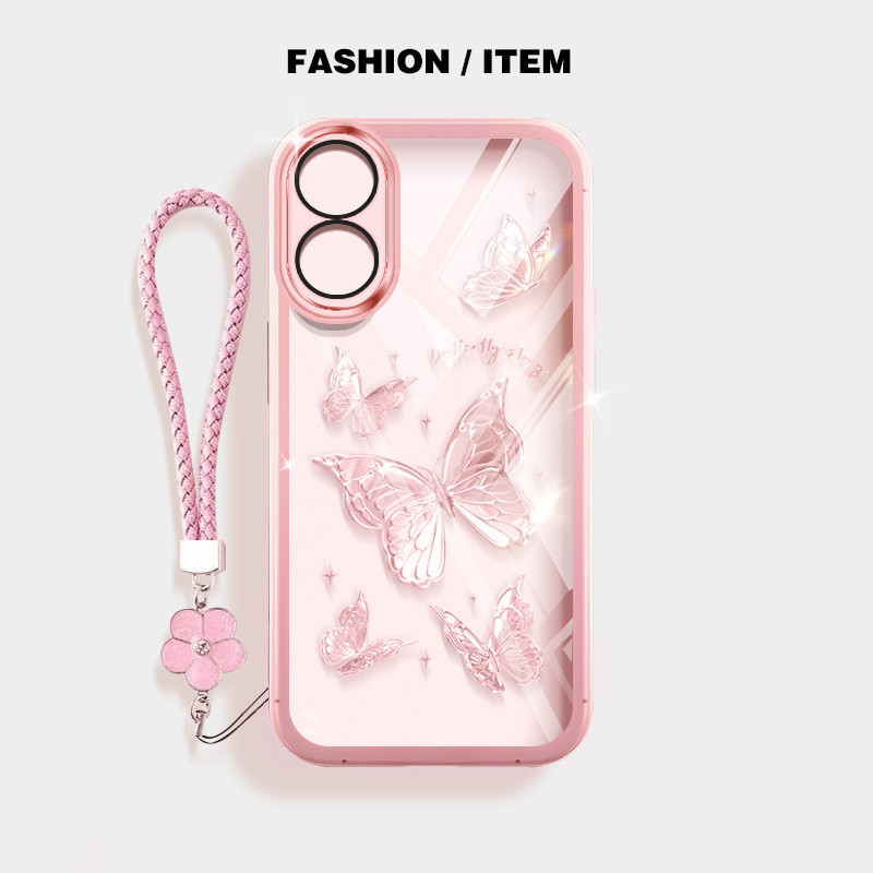 Capa De Celular Estilo YBD INS Para OPPO A3X A79 A59 A18 A38 A58 A17 A17K A78 A98 F23 A1 Pro Reno 8T A60 4G 5G Borboleta De Nicho Equipada Com Proteção De Lente