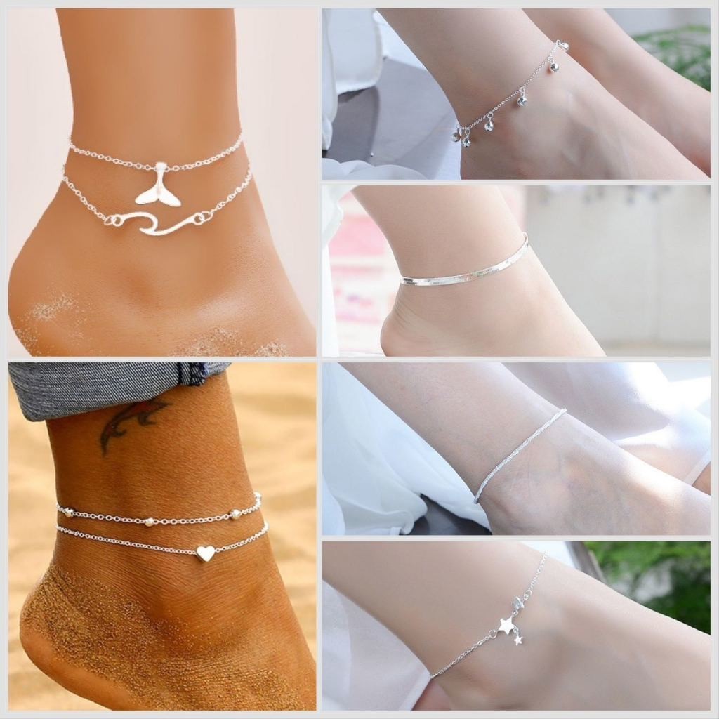 50 MODELO designs prata 925 original 25 cm bonito tornozeleira para mulheres joias de moda acessórios coreanos