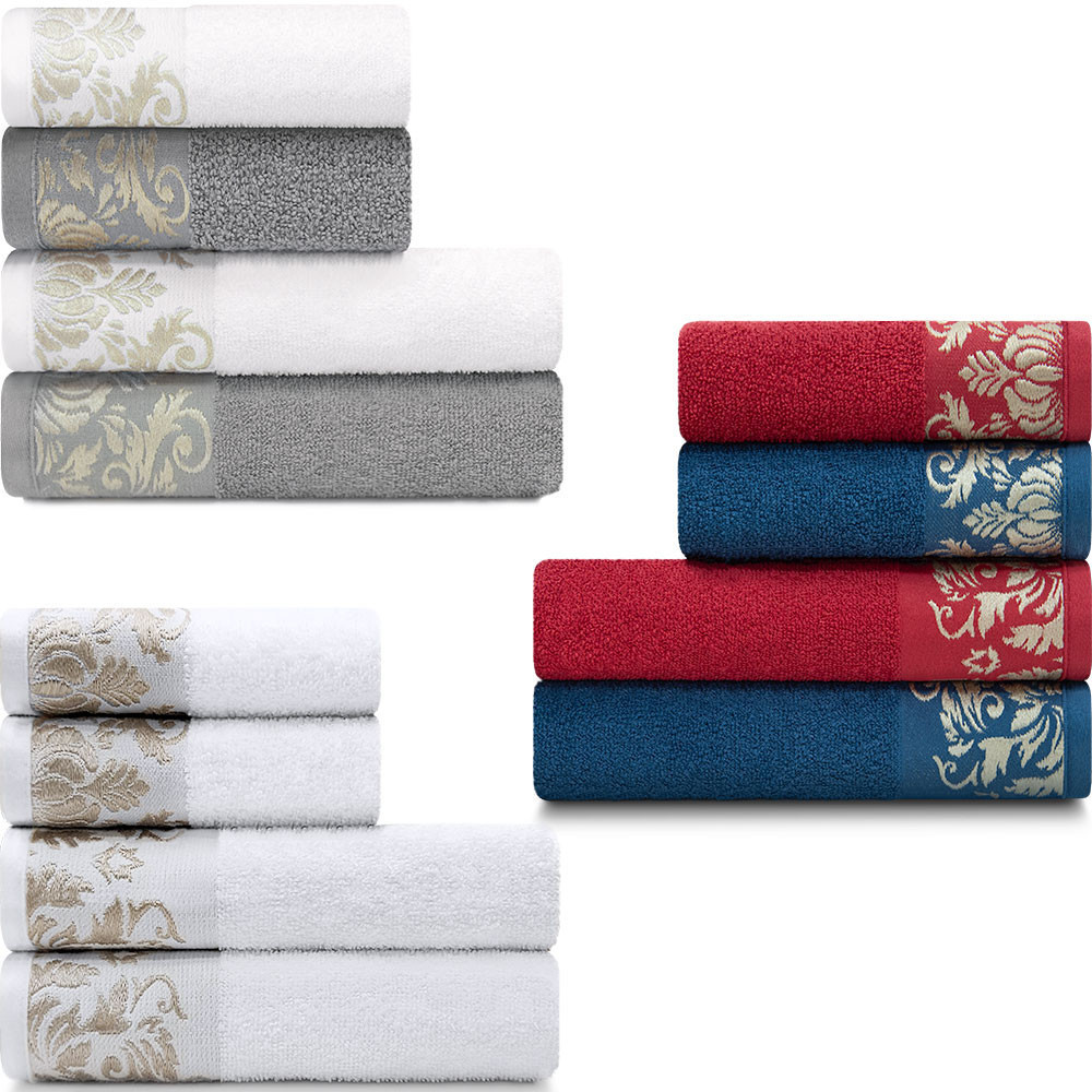 Toalhas de Banho e Rosto Viena em Algodão Kit com 4 Peças LM Peter em Oferta na Shopee