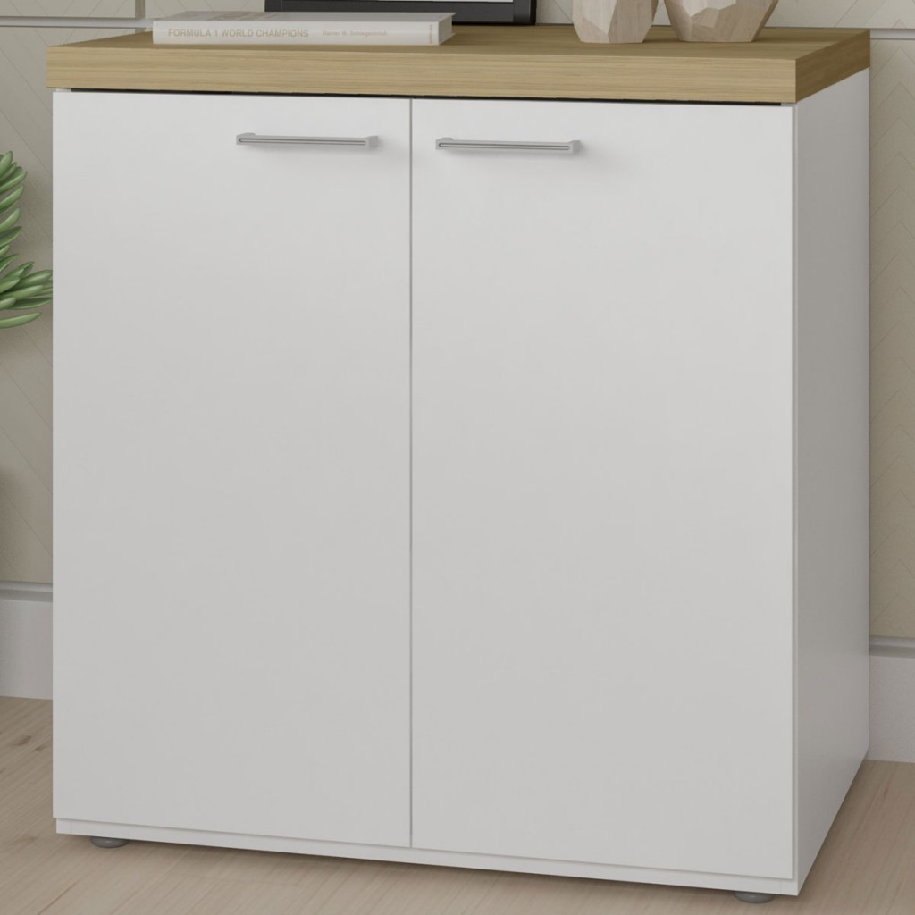 Armário para Escritório Toq 2 Portas 1 Prateleira Olmo/Branco - Artany em Oferta na Shopee