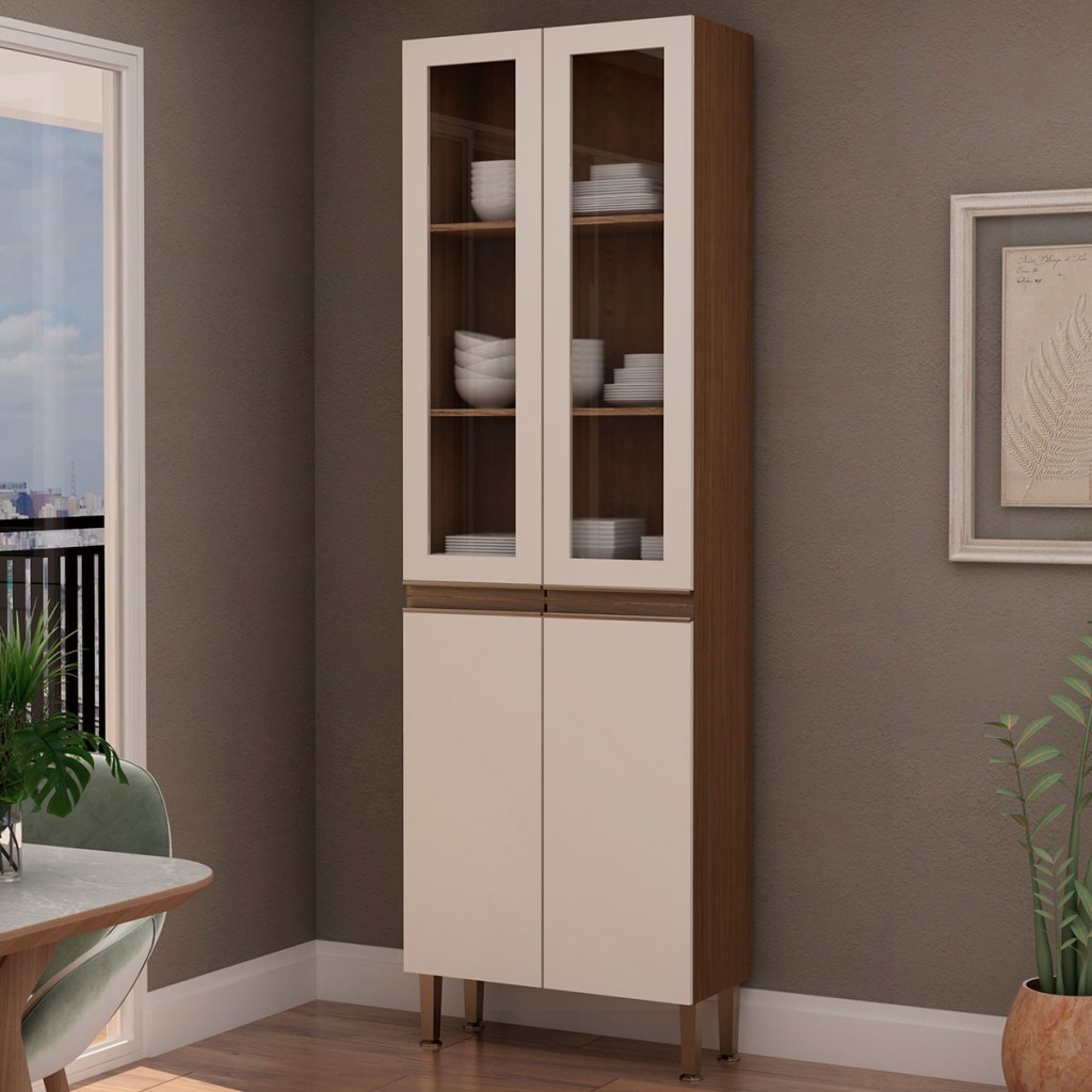 Paneleiros 4 Portas Ebano Fosco/Off White Fosco 1317m - Genialflex em Oferta na Shopee