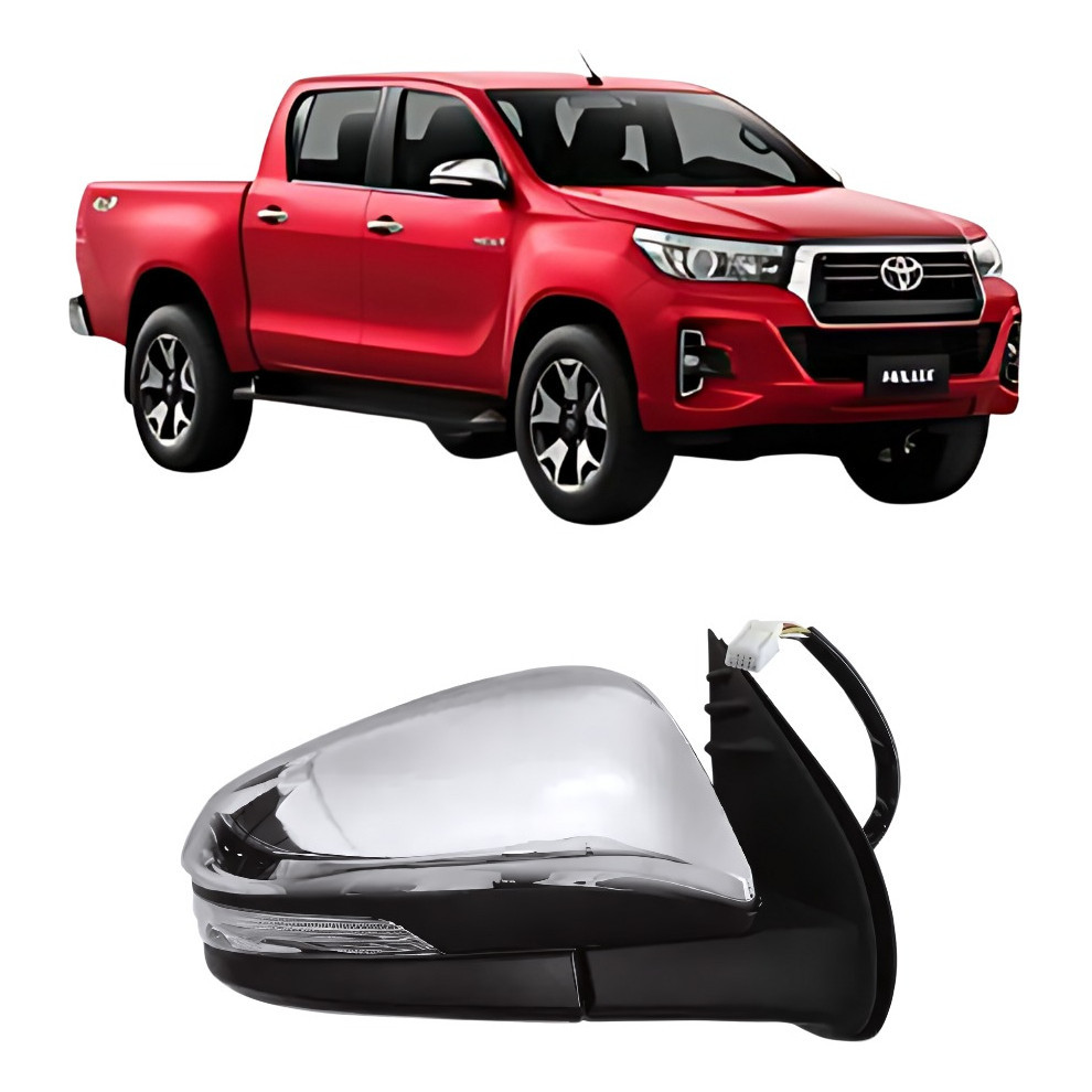 Retrovisor Hilux 2016 2017 2018 2019 2020 2021 2022 2023 2024 Eletrico C/Pisca Cromado 7 fios