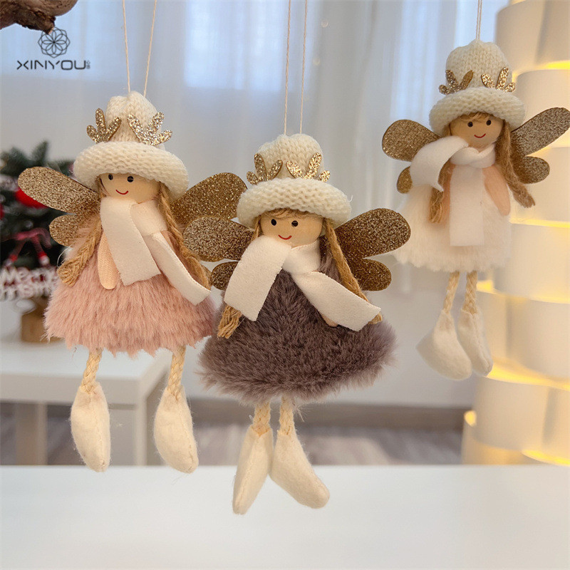 Natal chifre anjo boneca decoração de Natal Natal menina de pelúcia árvore de Natal DIY vestir pingentes de Natal