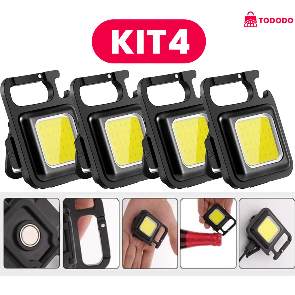 Mini Lanterna Com Led 4 Modos de Luz 4 Funções, Chaveiro portatil e abridor de garrafas