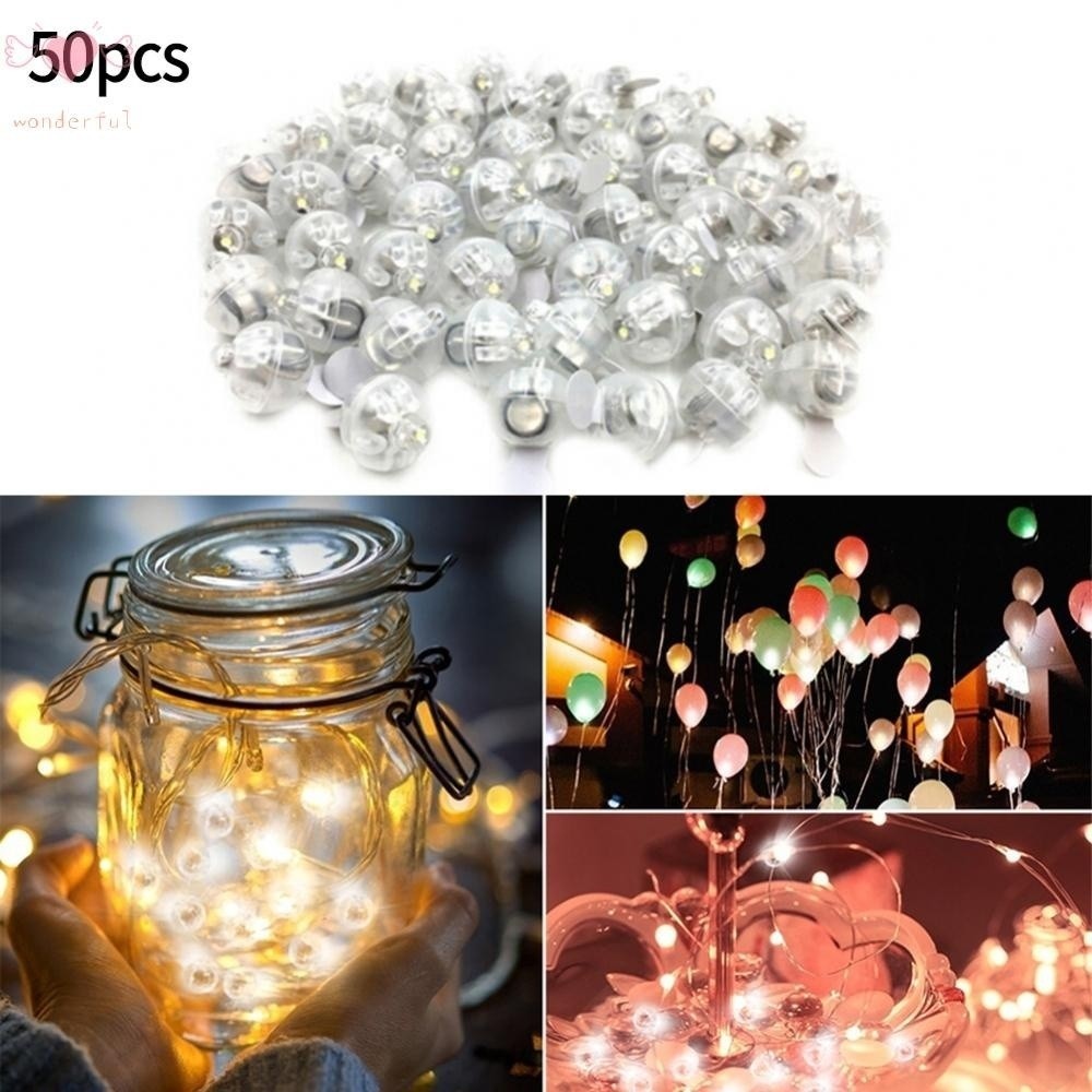 50 Pcs Luzes De Balão Individual LED Bateria Minúscula Para Lado Ou Escrivaninha Natal em Oferta na Shopee