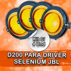 Kit(4)Reparo Compatível com Driver Auto Falante D200 alta qualidade Rms 8 Ohms Diafragma Fenólico