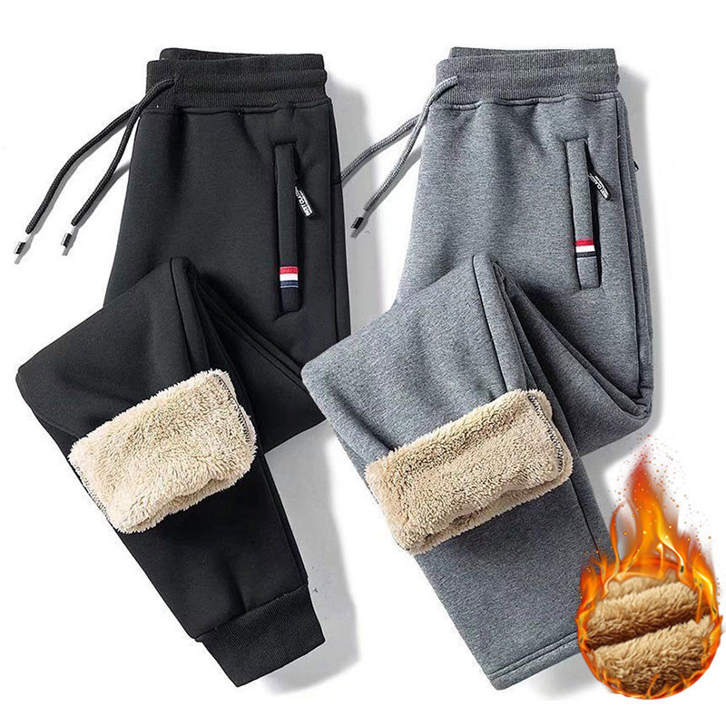 Calça de frio masculina e feminina quentes de pelúcia
