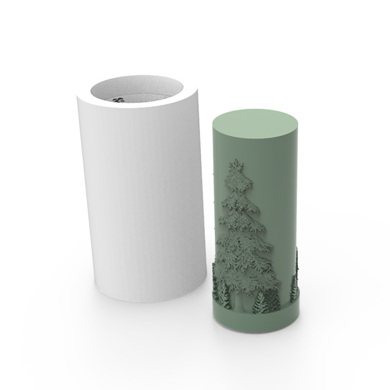 Forma de Silicone Vela Cilindrica Decorativa de Natal - MOD 1