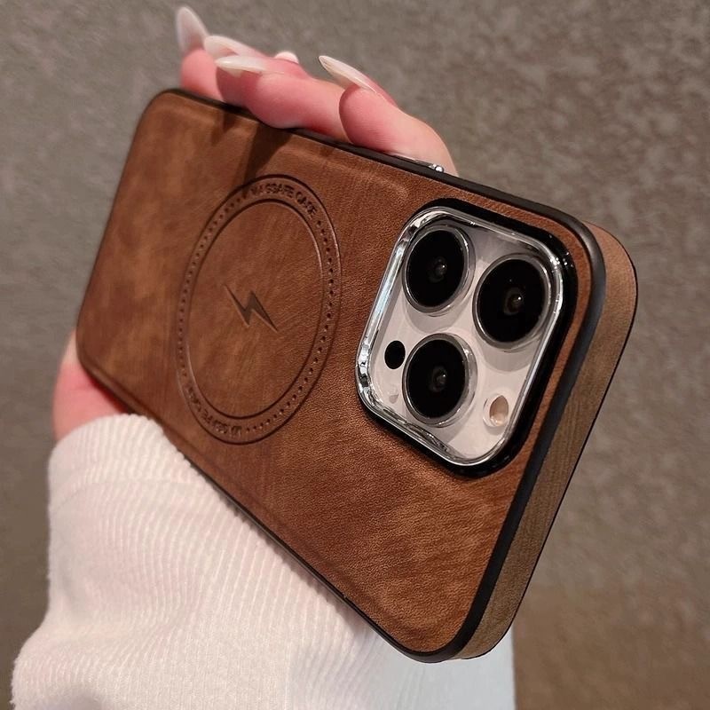 Revestimento De Couro De Luxo Para Capa Magnética Sem Fio iPhone 15 14 13 12 11 Pro Max XR X XS 7 8 Plus