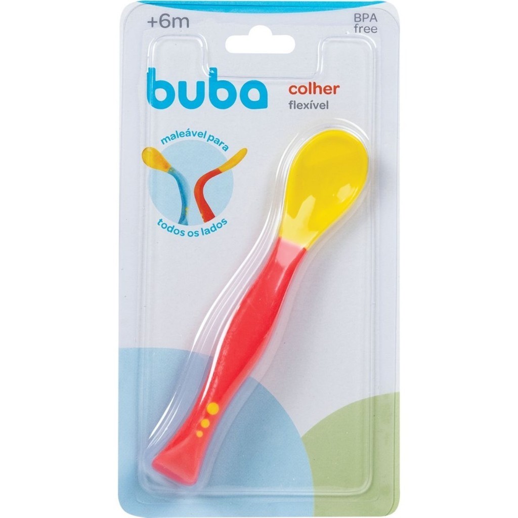 Colher Baby Flexível Vermelho 5248 - Buba - Mom & Baby