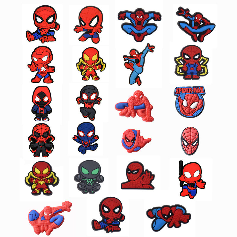 BLJE PVC Sapato Encantos Acessórios Homem-Aranha Decoração Filme Fivelas Para Tamanco Sandálias Pino Presentes De Aniver