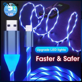 Cabo USB 3A LED Glow 1M-De Carregamento De Luz Fluida Luminosa Para Micro E Tipo C , Dados Rápido