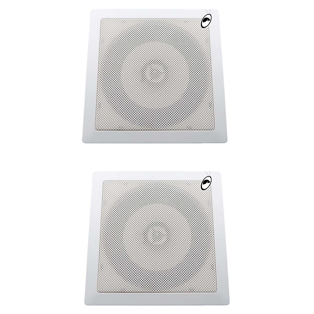 Kit 2 Arandela de Teto Plastico Quadrada Fiamon com Alto Falante 6" 50W RMS 8 Ohms