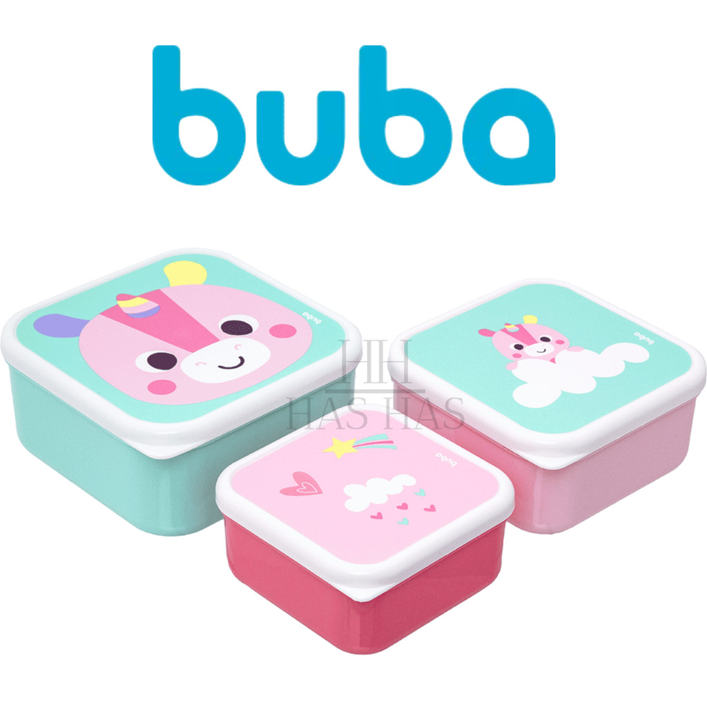 Kit 3 Potinhos Potes Lancheira Lanche Infantil Potinho Pote Buba Zoo Unicórnio Alimentação Papinha