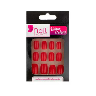 Unhas Postiças Nail Encanto - Curta Vermelho em Oferta na Shopee