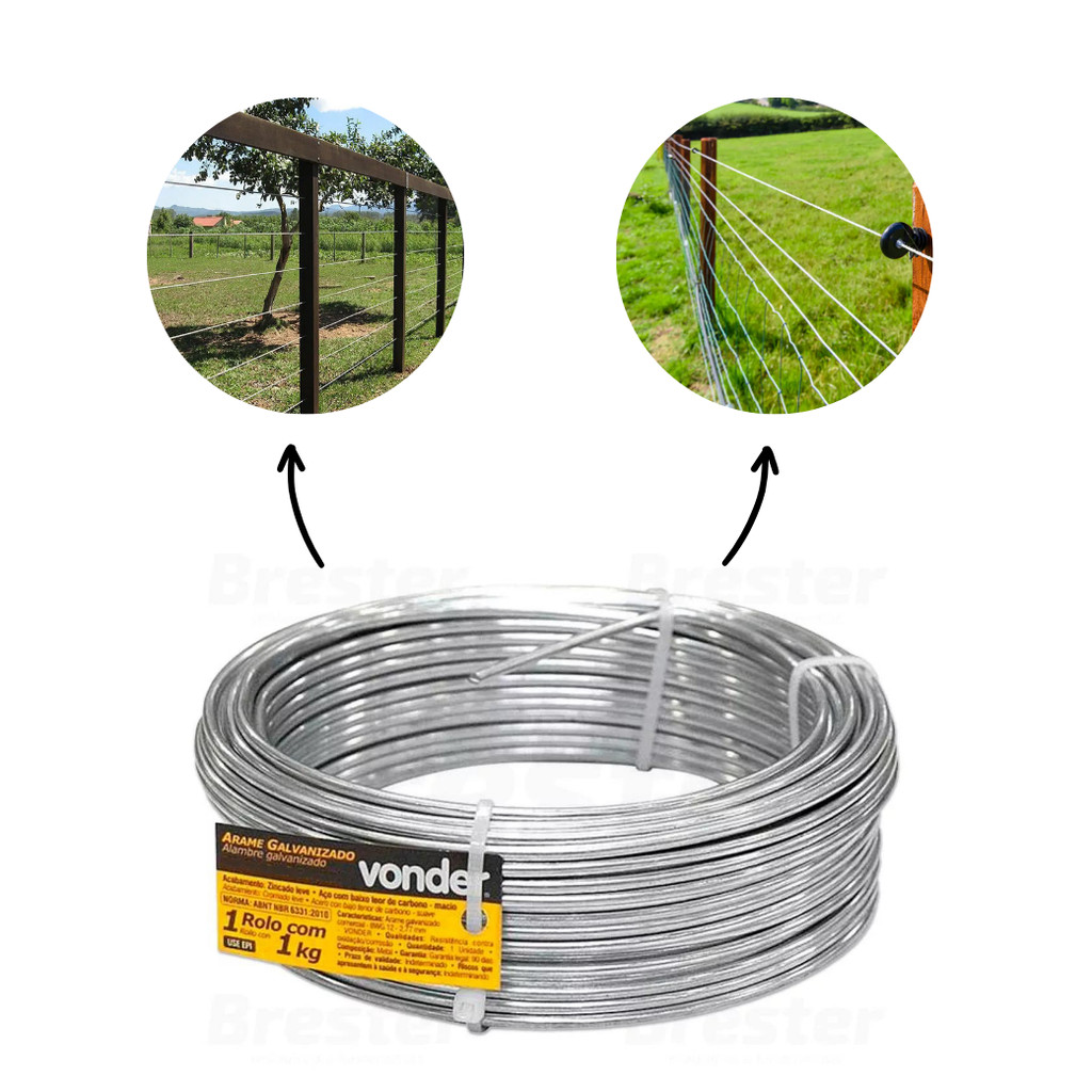 Arame Galvanizado cerca elétrica Nº18 1,24mm 1kg 106 metros