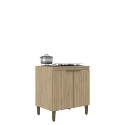 Balcão para Cooktop 5 Bocas Iara 2 Portas 80cm Dourado - J Carvalho