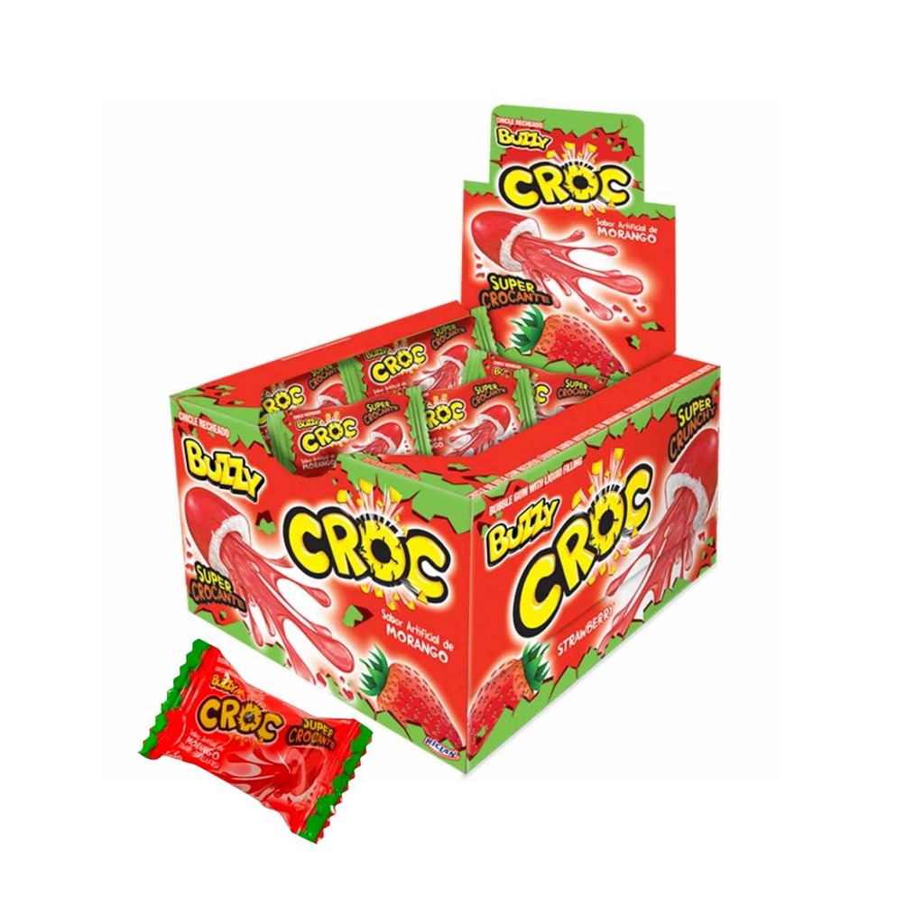 Chicle Buzzy Croc Azedinho Morango Cx 40  172g