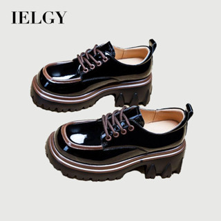 IELGY Sapatos Redondos De Couro Cabeludo Femininos Estilo Britânico 2025 Mocassins Plataforma De Moda Com Bloqueio De Co em Oferta na Shopee
