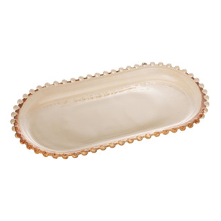 Travessa Oval para Rocambole e Doces Pearl De Cristal Âmbar Marca Wolff em Oferta na Shopee