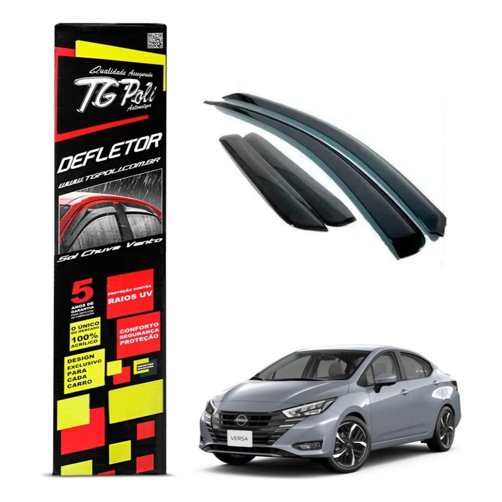 Calha de Chuva Nissan Versa 2021 a 2026 TG Poli Defletor 4 portas Protetor Janelas Fumê em Oferta na Shopee