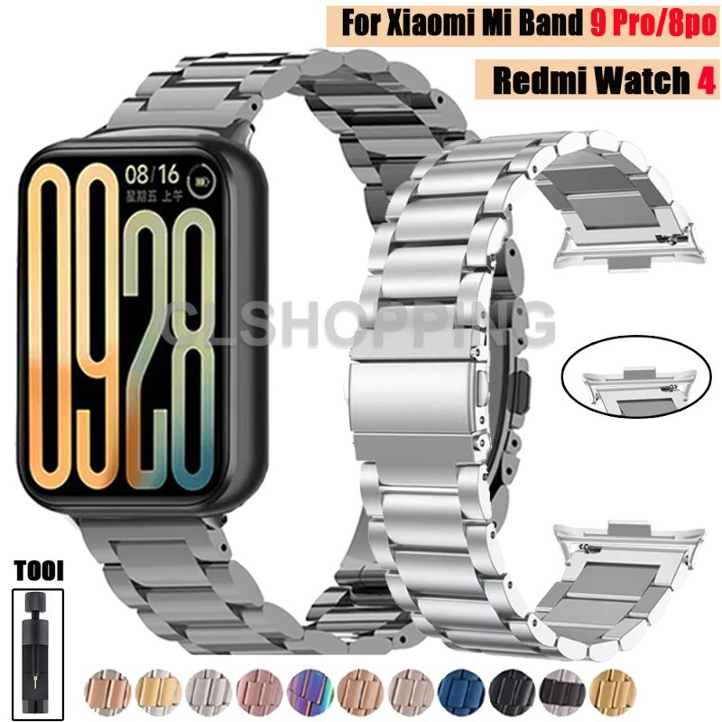 Pulseira De Aço Inoxidável De 20 Mm 22 Para Xiaomi MI Band 9 Pro 8Pro Smartwatch Relógio Inteligente Metal Redmi Watch 4