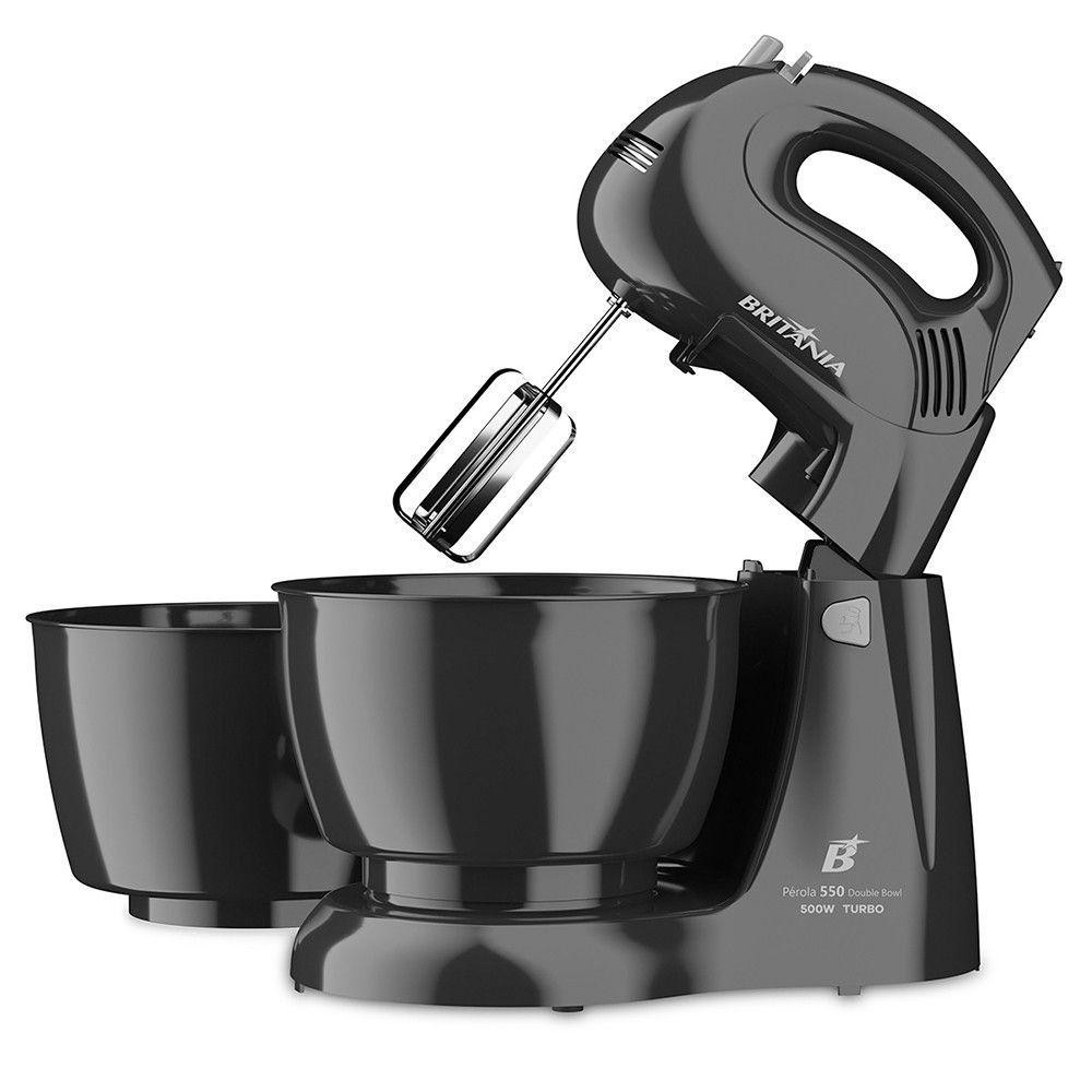 Batedeira Britânia Turbo Double Bowl Pérola 500W 2 Tigelas Preto 110V em Oferta na Shopee