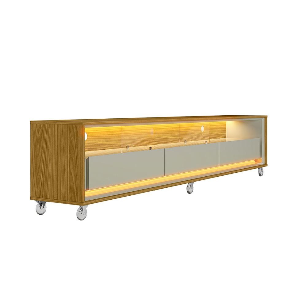 Rack para TV até 70 Polegadas Andorra com LED 3 GV Cedro e Off White - Home & Living