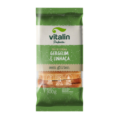 Pão de Forma Gergelim e Linhaça Sem Glúten 300g - Vitalin