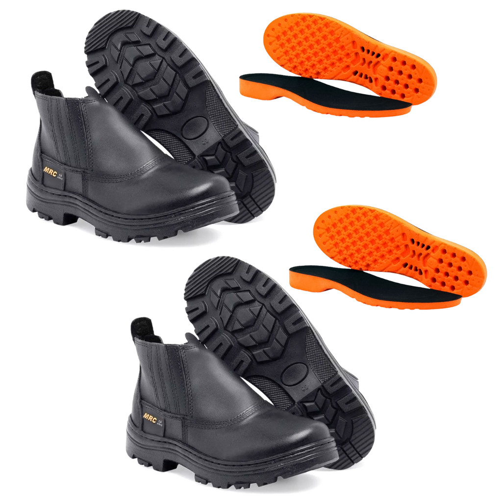 Kit 2 Par Bota Botina De Segurança Nr6 Para Trabalho Com Palmilha Ortopédica Grossa Confortável