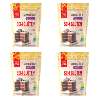 Kit 4 Un Mix Bolo Chocolate Sem Glúten 300G em Oferta na Shopee