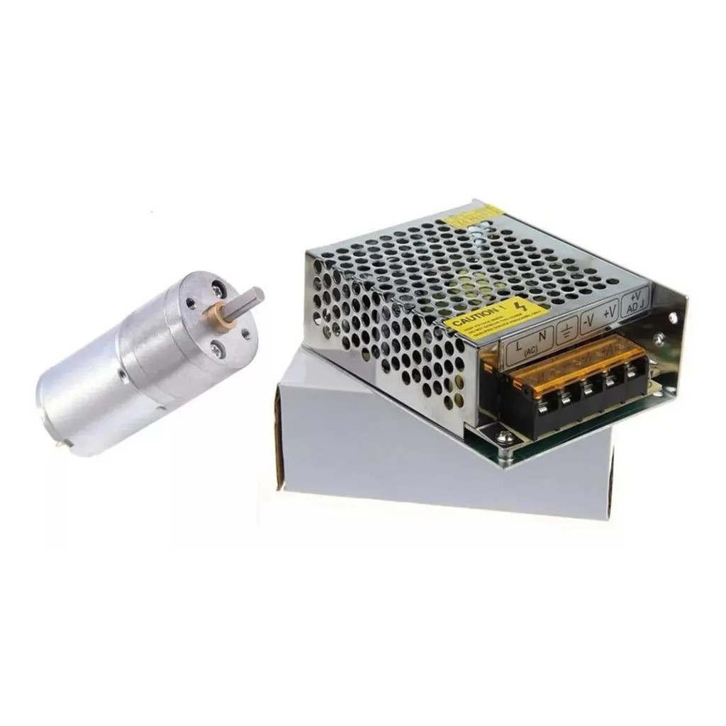 Motor Dc 12v Alto Torque 25ga 370 + Fonte 12V 2A