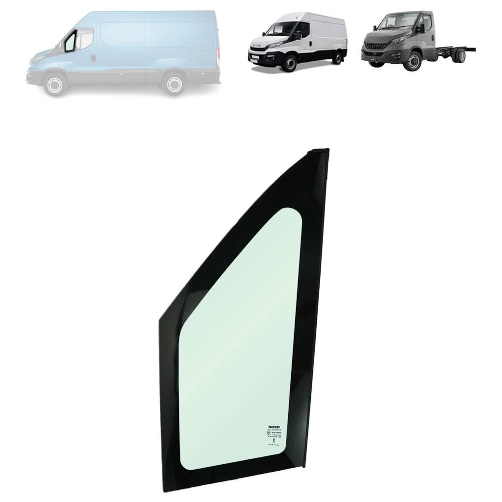 VENTAROLA IVECO DAILY 2020 A 2025 LADO ESQUERDO (VIDRO VERDE) (COM SERIGRAFIA) ORIGINAL