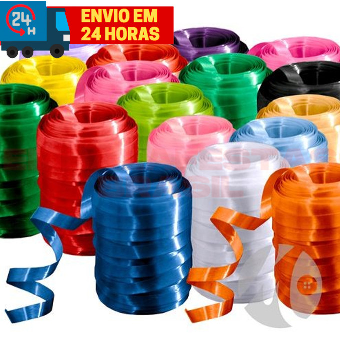 Rolo de Fitilho 50 metros 5mm Para Arco Fita Tira Balões Arranjos Enfeites Presentes Varias Cores em Oferta na Shopee