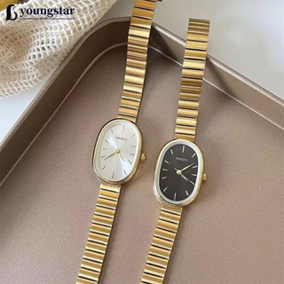 Mostrador Oval com pulseira de bambu, relógio de quartzo feminino, Material de aço inoxidável, Design luxuoso, presente 