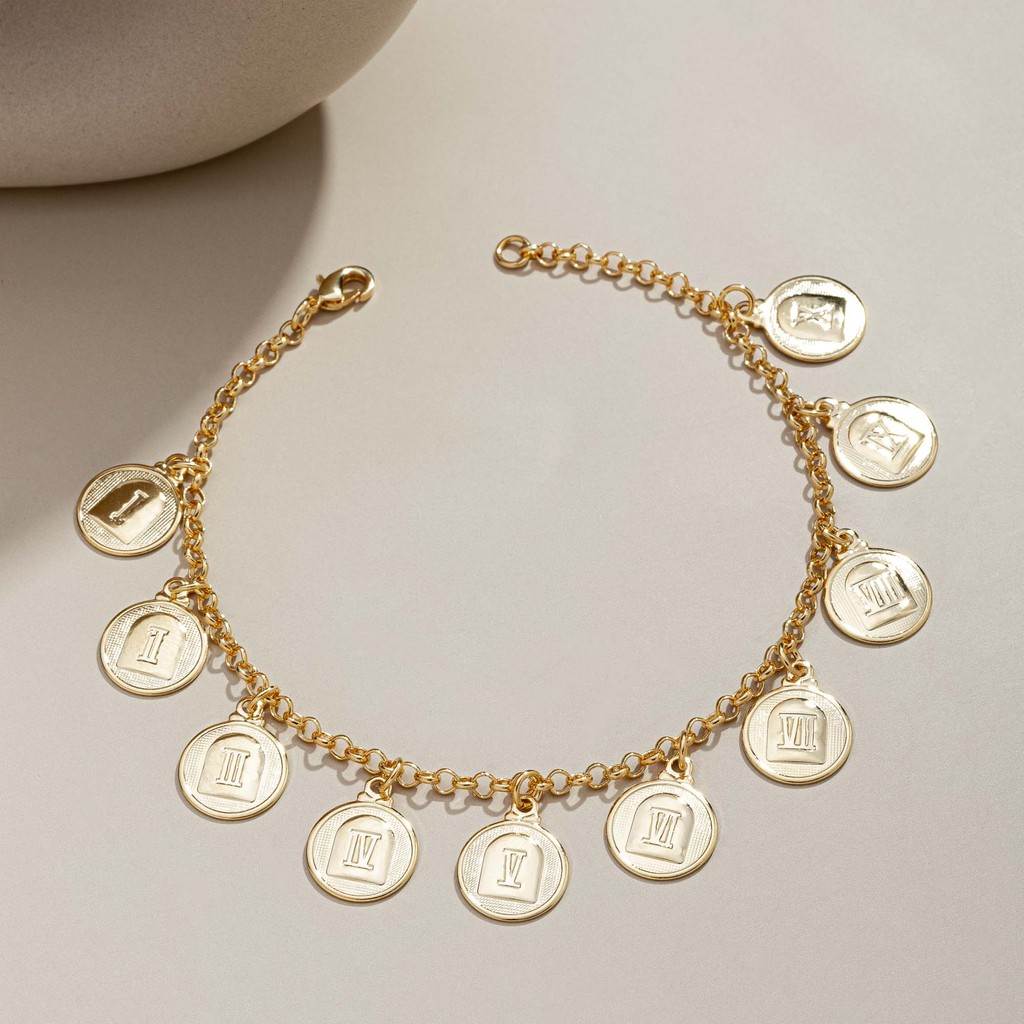 Pulseira Religiosa 10 Mandamentos Banhada Ouro 18K e Prata, Semi joia