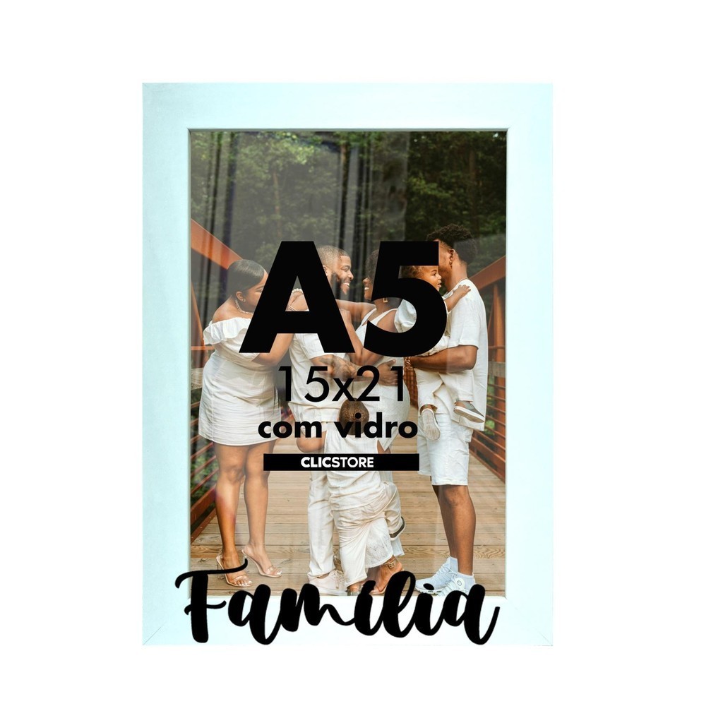 Porta retrato A5 (15x21) Quadro Presente Família Lembrança Amor União Decoração Casa Foto Moldura 2 cores Proteção Vidro