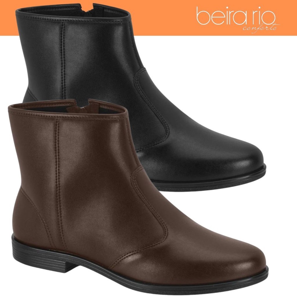 Bota Feminina Beira Rio Cano Curto Montaria Rasteira Básica Lisa Conforto