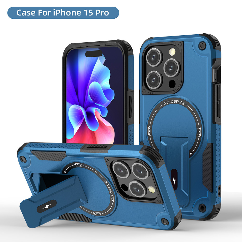 Mecha Fria Para Suporte Magnético Magsafe De Invisível Telefone IPhone 15 14 13 12 Pro Max Capa Dura Anti-Queda Traseira