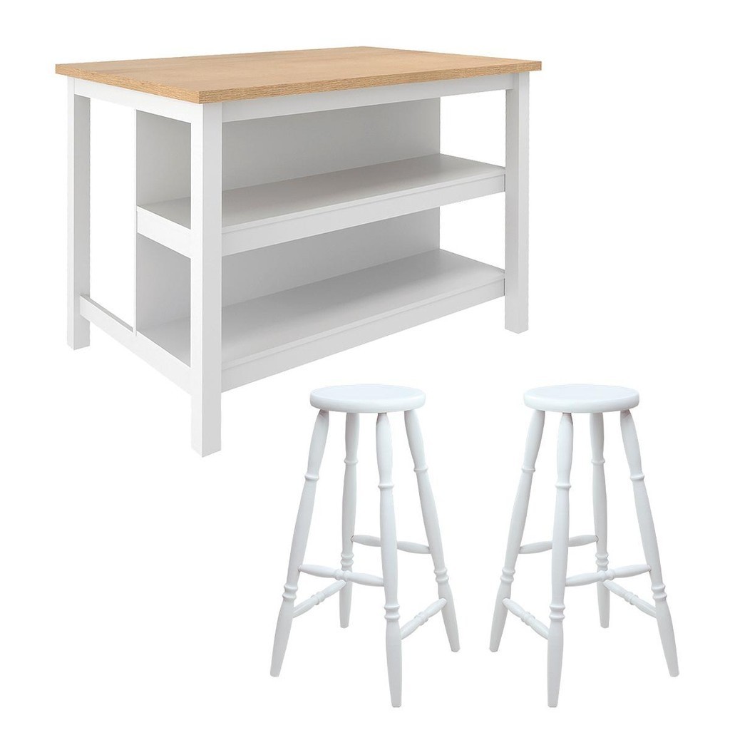 Ilha Cozinha + 2 Banquetas Ditália 2 Pratel. Branco CD-1019 em Oferta na Shopee