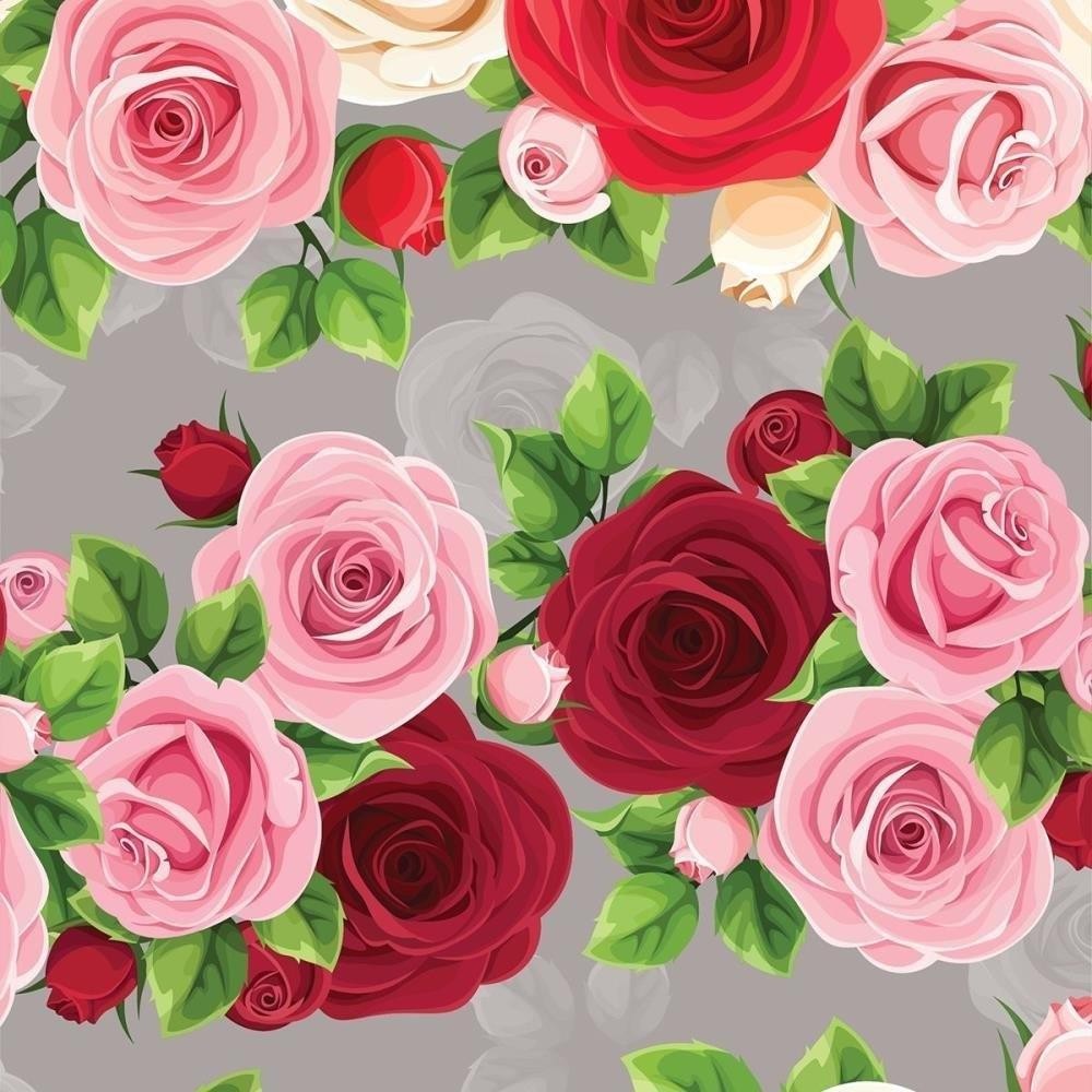 Papel Presente Bobina Couche 60CM. MOD.218 Rosas BO-100MTS