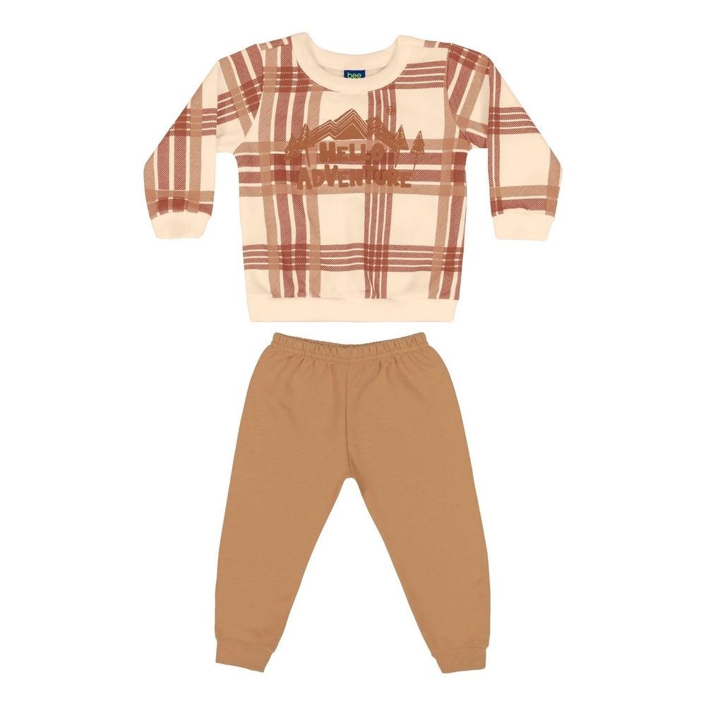 Conjunto Blusão Xadrez e Calça Bebê Menino Bee Loop