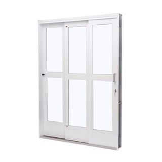 Porta de Aço de Correr 215x152cm 3 Folhas com Vidro Liso Qualitysol Ramassol Esquerda em Oferta na Shopee