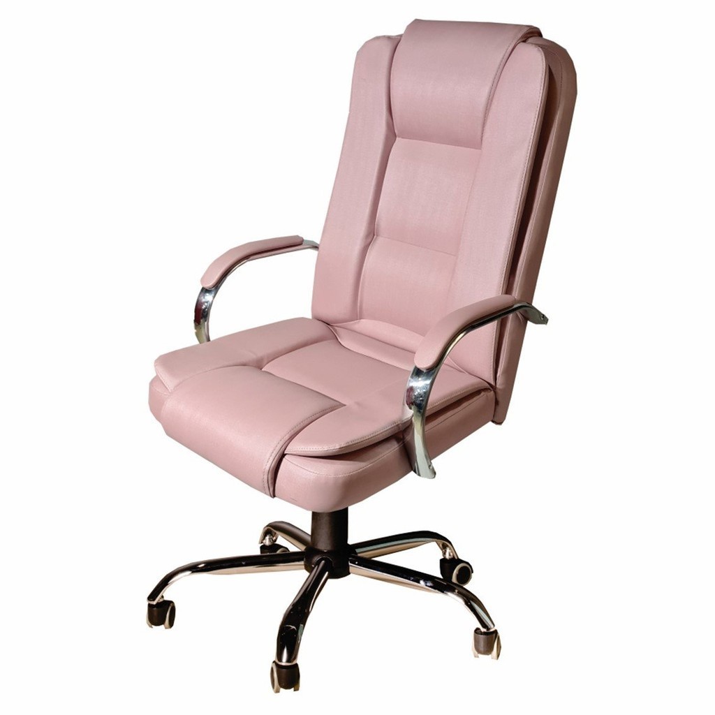 Cadeira de Escritório Presidente em Corino Base Cromada Euro Rosê - Home & Living