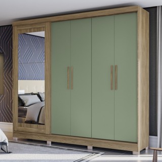 Guarda Roupa com Espelho e Pés 5 Portas 4 Gavetas em Oferta na Shopee