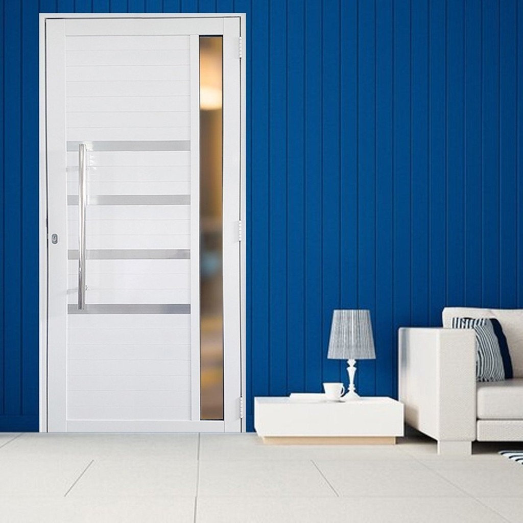 Porta Lambril de Alumínio 210 X 80cm com Friso e Visor Linha 30 Lado Direito em Oferta na Shopee