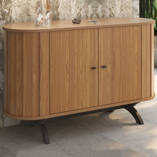 Balcão Buffet 2 Portas 1 Prateleira 100% Mdf Freijo/Preto Fosco Tb289 - Dalla Costa em Oferta na Shopee